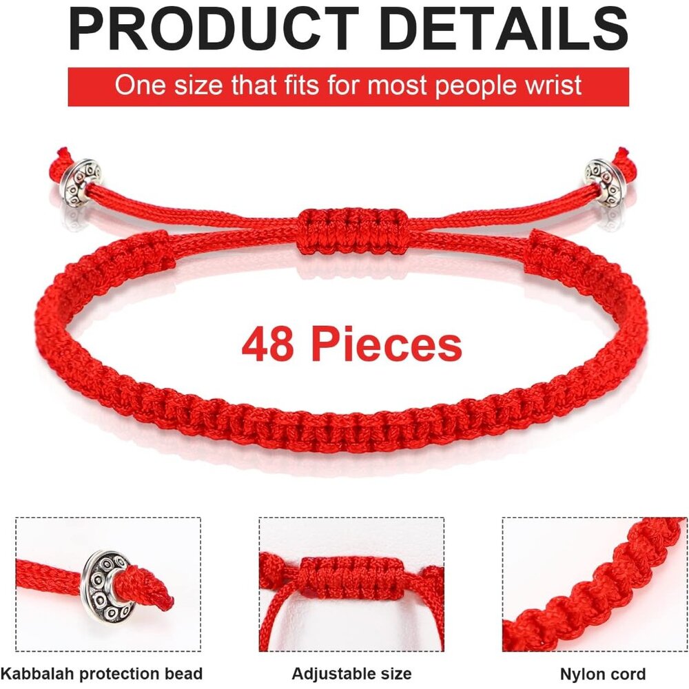 48 Pcs Red String Bracelets Bulk For Protection G… - image 2